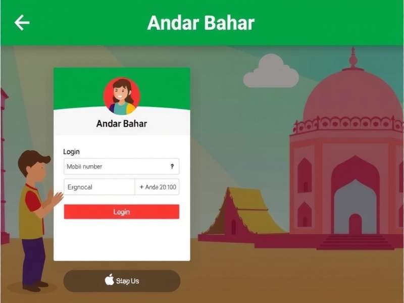 Deluxe Andar Bahar Login Screen with Mobile Number and Social Login Options